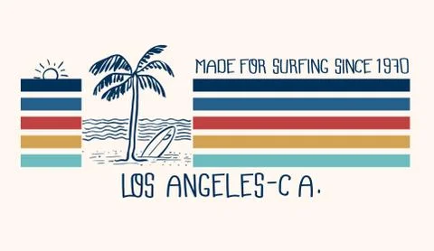 Retro styled surfing graphic work Stock Illustration