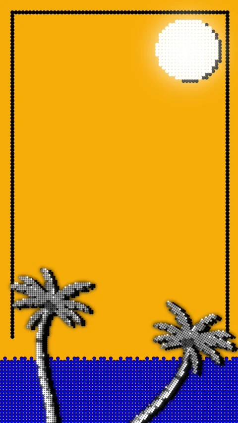 Retro stylized animation of yellow pixelated palms. video backdrop Vertical  Stock-Footage 328253620