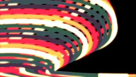 Retro stylized lines dynamic moving in black background. Old fashion color p Stock Footage 247631999