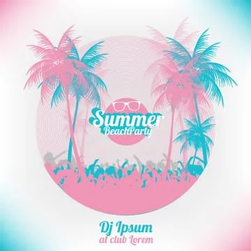 Retro Summer Beach Party Vector Flyer - Vector Illustration Illustrazione stock