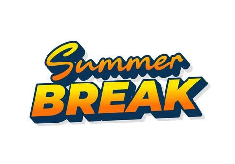 Retro summer break text graphic with orange to yellow gradient and dark blu.. Stock Illustration