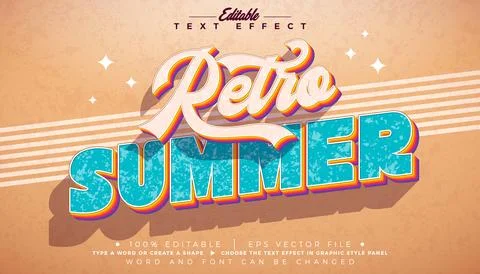 Retro Summer Editable Text Effect Design Vector Graphic Style with Retro St.. Stock Illustration