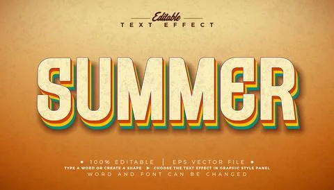 Retro Summer Editable Text Effect Design Vector Graphic Style with Vintage .. Stock Illustration