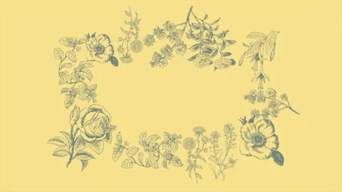 Retro summer flowers on yellow gradient Video stock 240092576