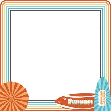 Retro Summer Sales Frame Vector Illustration Stock Illustration