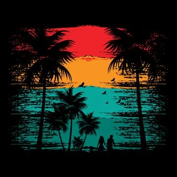 Retro summer t shirt designs, Summer  quotes T shirt Design Vector Stock Illustration