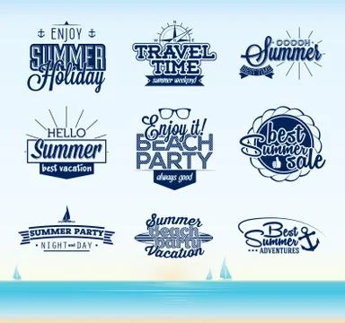 Retro summer typography design Illustrazione stock