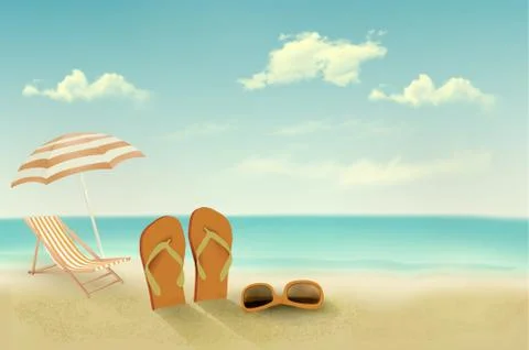 Retro summer vacation background. vector Stock Illustration