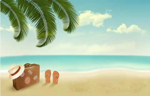 Retro summer vacation background. vector Stock Illustration