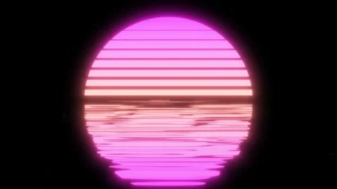 Retro sun sunset on a starry sky and water waves bright neon rays, vibrant shine 스톡 동영상 254884186