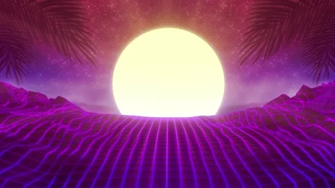 Retro Sun Synth Wave VJ Music Background Loop Video stock 237326901