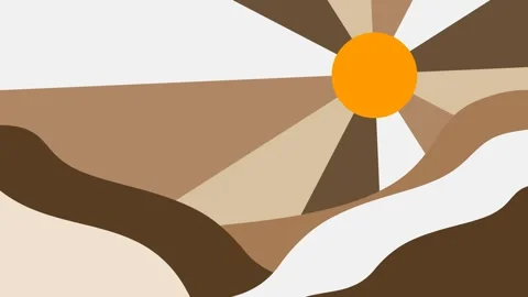 Retro Sunburst Animation with Rotating Rays and Moving Hills Background. Stock Footage 311123215