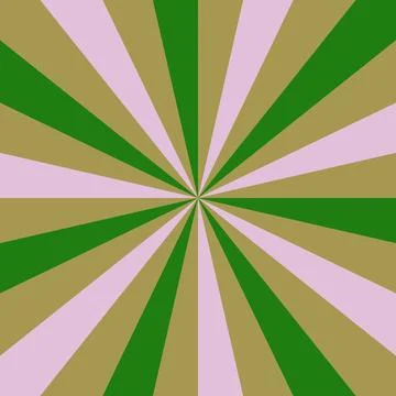 Retro Sunburst Background with Radial Rays in Green, Muted Gold and Pastel .. Stock Illustration