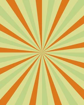Retro Sunburst Background with Radiating Orange and Green Rays, Vintage Pop.. Stock Illustration