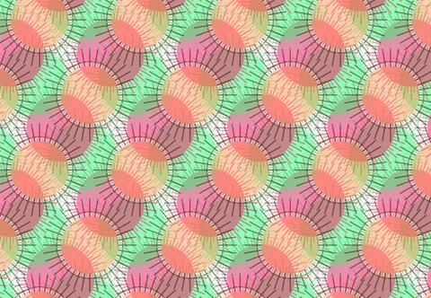 Retro Sunburst Circles Seamless Pattern With Colorful Geometric Abstract Ba.. Illustrazione stock