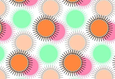 Retro Sunburst Circles Seamless Pattern With Colorful Geometric Abstract Ba.. Stockillustratie