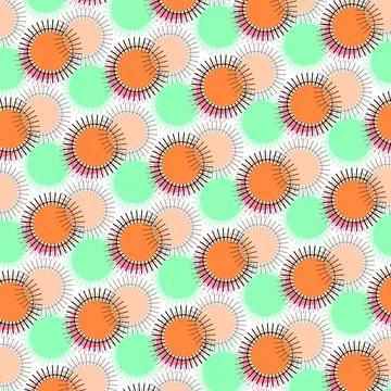 Retro Sunburst Circles Seamless Pattern With Colorful Geometric Abstract Ba.. 스톡 일러스트