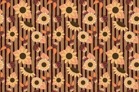 Retro sunflower vector seamless pattern Stock Illustration