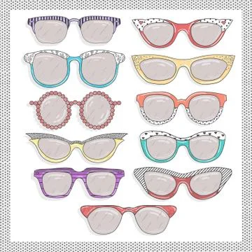 Retro sunglasses set Stock Illustration