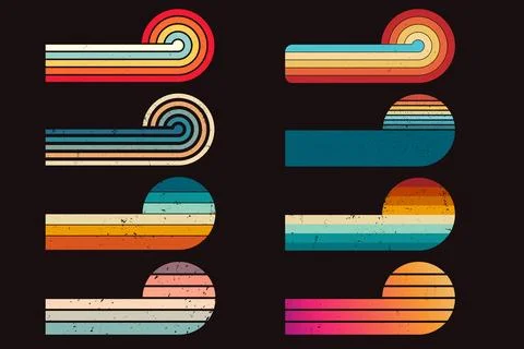 Retro sunset designs on black background for t-shirt design Stock Illustration