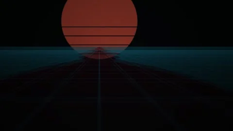 Retro Sunset Over Water With Abstract Geometric Elements. Stock Footage 334540735
