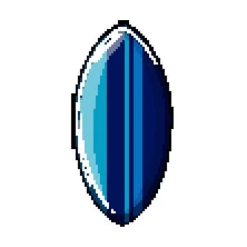 Retro surfboard beach pixel art vector illustration Stock Illustration