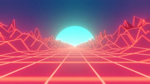 Retro Synth Wave Road Environment Stock Footage 133538110