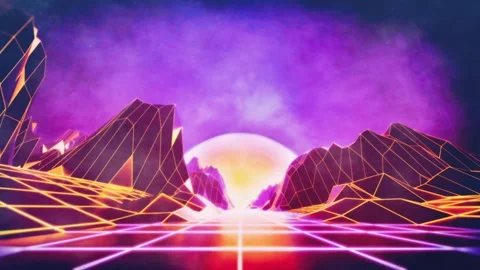 Retro Synth Wave Road Mist Stock Footage 135200603