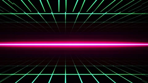 Retro synthwave 80s style neon grid landscape animation. Stock Footage 334541754