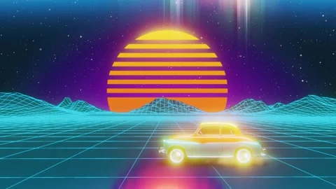 Retro Synthwave Car Drive Background Loop (Outrun Style) Stock Footage 321936921