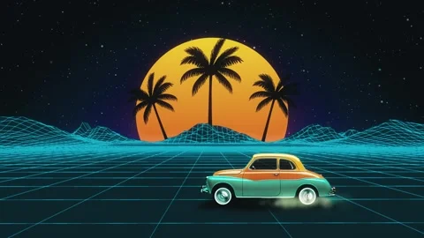 Retro Synthwave Car Drive Background Loop (Outrun Style) Stock Footage 321936944