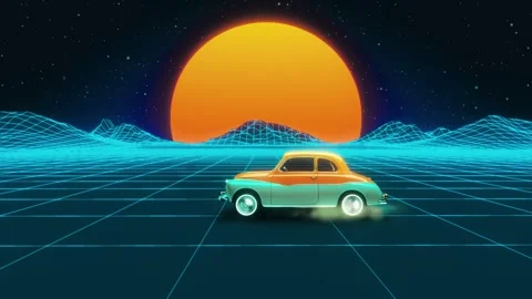 Retro Synthwave Car Drive Background Loop (Outrun Style) Stock Footage 321936983