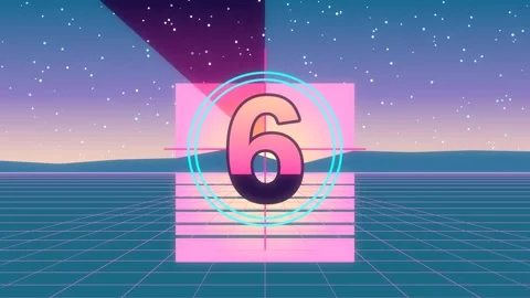 Retro synthwave countdown timer Stock Footage 340333629