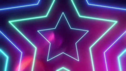 Retro Synthwave Disco Electric Neon Star Tunnel Motion Background 動画素材 342278617