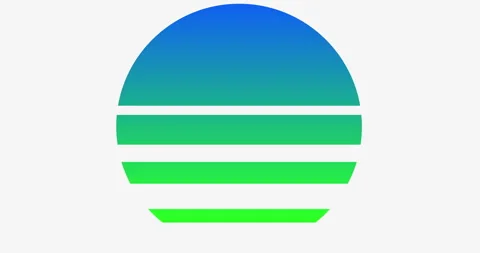 Retro synthwave green blue sun with white stripes, circle object animation 動画素材 279719098