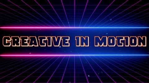 Retro synthwave grid background featuring glowing text motion graphic design Stock Footage 340946161