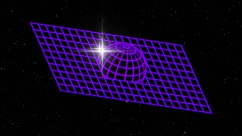 Retro Synthwave grid horizon with glowing purple starburst, background loop Stock Footage 332857487