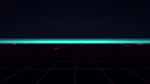 Retro synthwave grid horizon infinite driving seamless loop motion Stock Footage 346332193