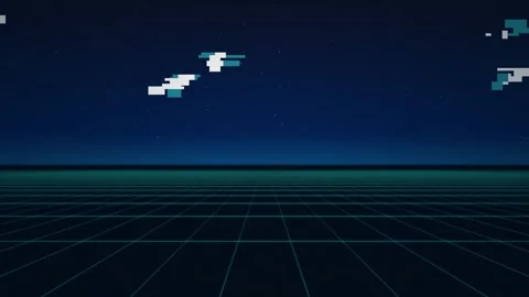 Retro synthwave grid landscape seamless loop motion background Stock Footage 345182876