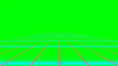 Retro synthwave grid perspective featuring glowing lines on green background Stock Footage 340266484