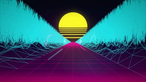 Retro synthwave grid road drive seamless loop motion background Stock Footage 346332232