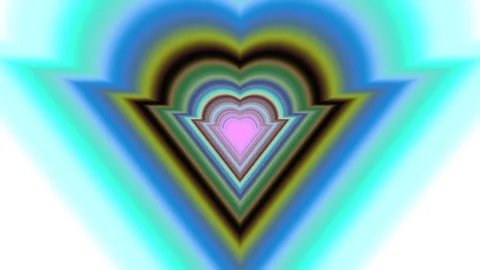 Retro Synthwave Heart Tunnel Background Seamless Loop Stock Footage 342743572