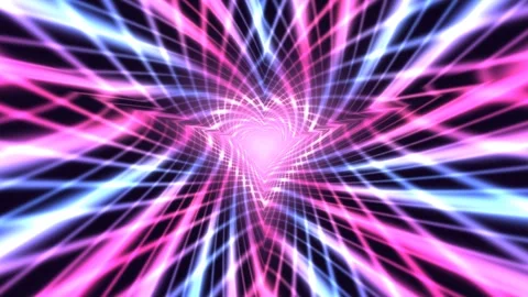 Retro Synthwave Heart Tunnel Seamless Loop Stock Footage 342737078