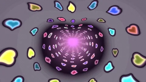 Retro Synthwave Heart Tunnel Seamless Loop Stock Footage 342737601
