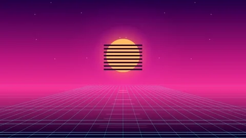 Retro synthwave landscape animation loop with sun 스톡 동영상 347397526