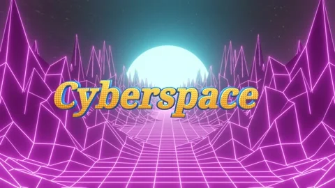 Retro synthwave landscape featuring glowing neon peaks and radiant sun under Stock-Footage 343550615