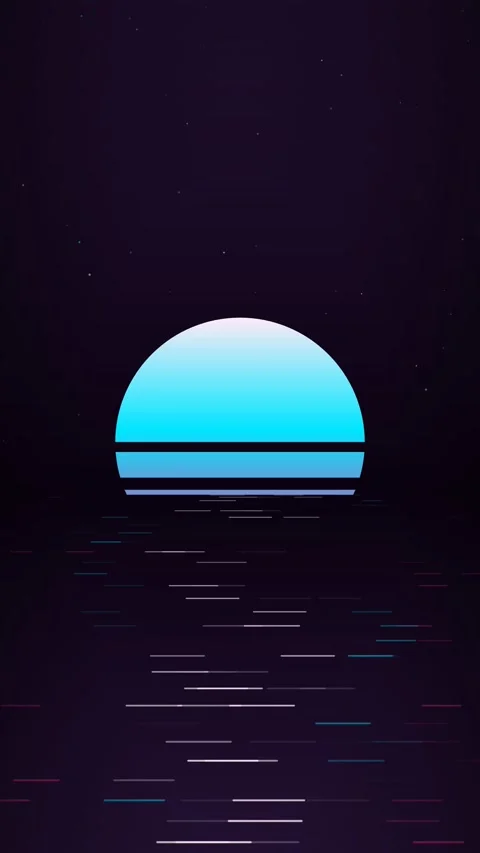 Retro synthwave landscape with ocean Stock Footage 340054973