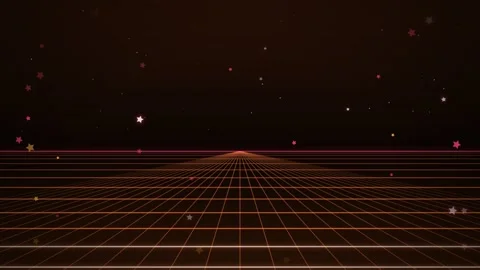 Retro synthwave landscape with starfall Stock Footage 340055034