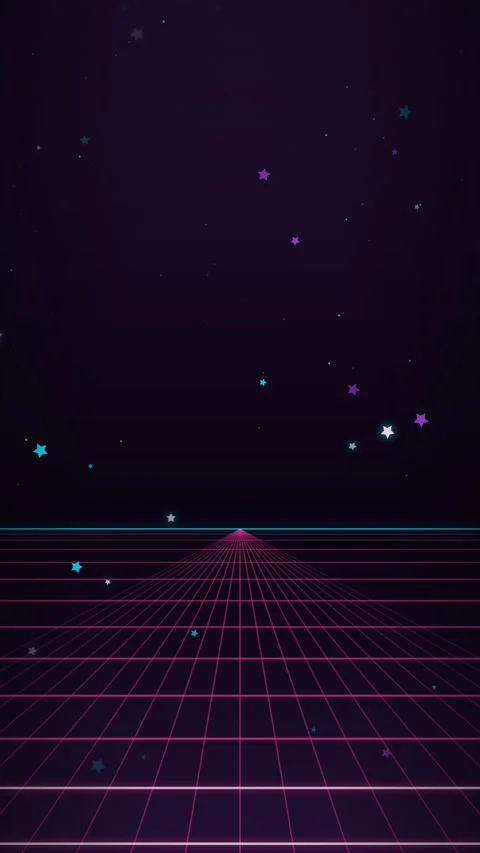 Retro synthwave landscape with starfall Stock Footage 340055062