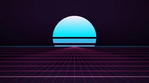 Retro synthwave landscape with sunset Stock Footage 340055063